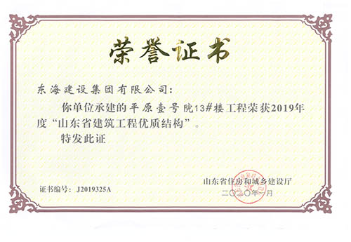 平原壹號院山東省建筑工程優(yōu)質(zhì)結(jié)構(gòu)
